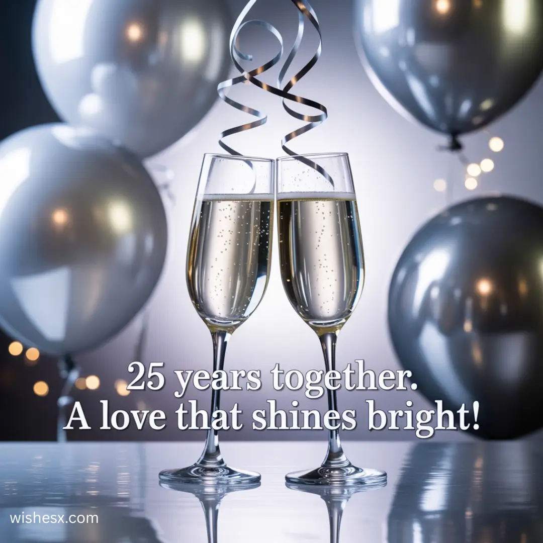 Celebrating 25 years of love, symbolized by a bright shining light representing enduring affection.