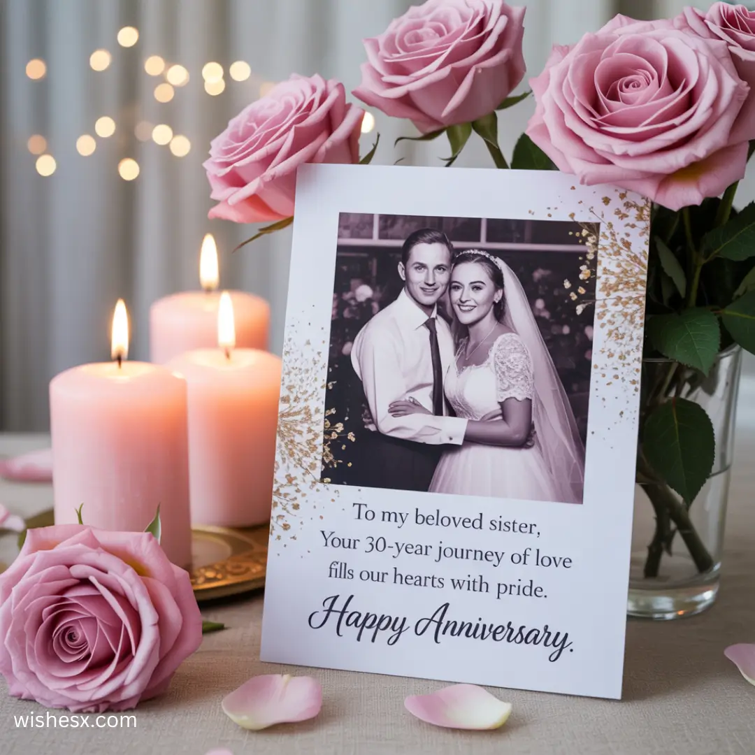  A cheerful anniversary card featuring heartfelt messages for a husband and wife celebrating their love.