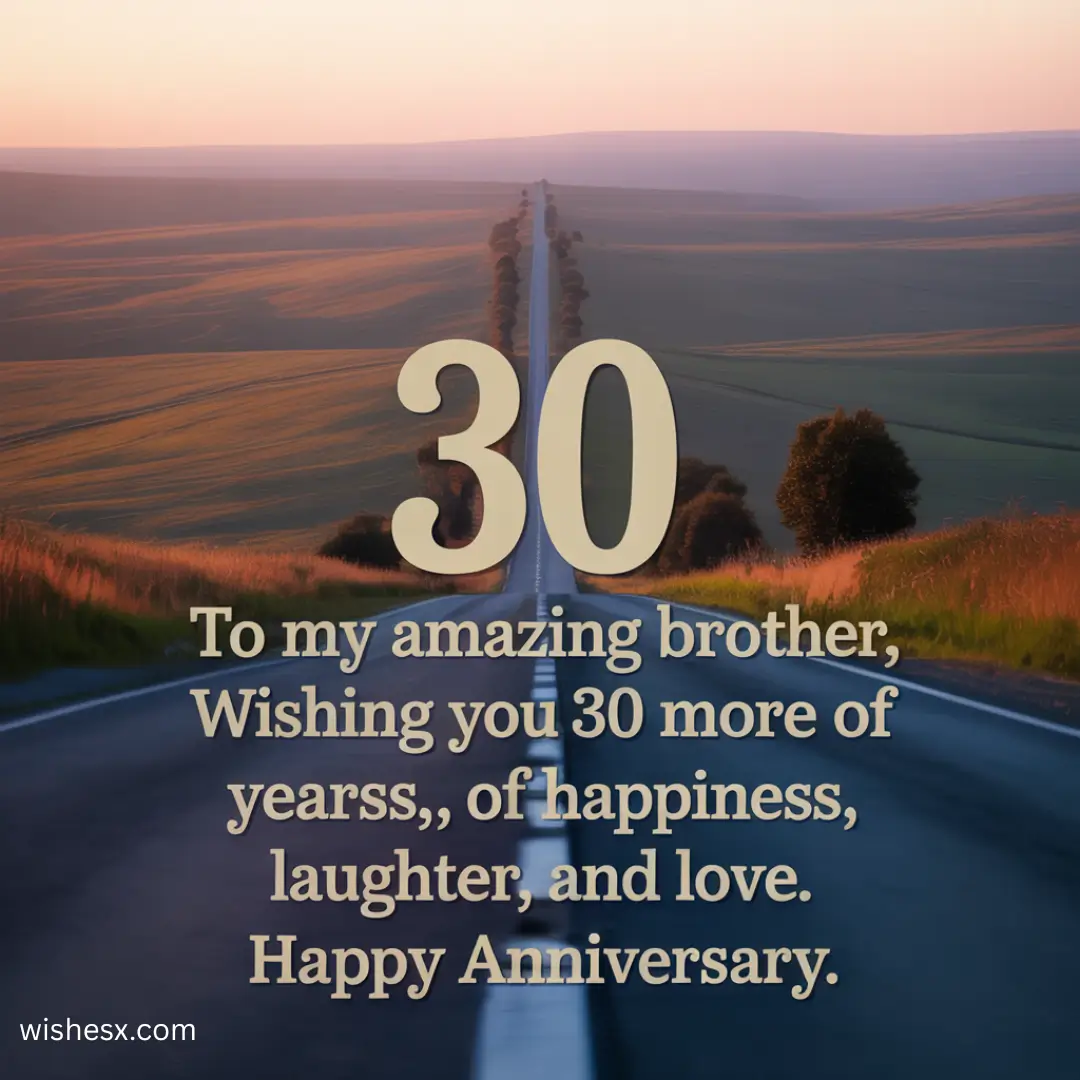 Colorful anniversary card with heartfelt wishes for a brother, featuring balloons and confetti.