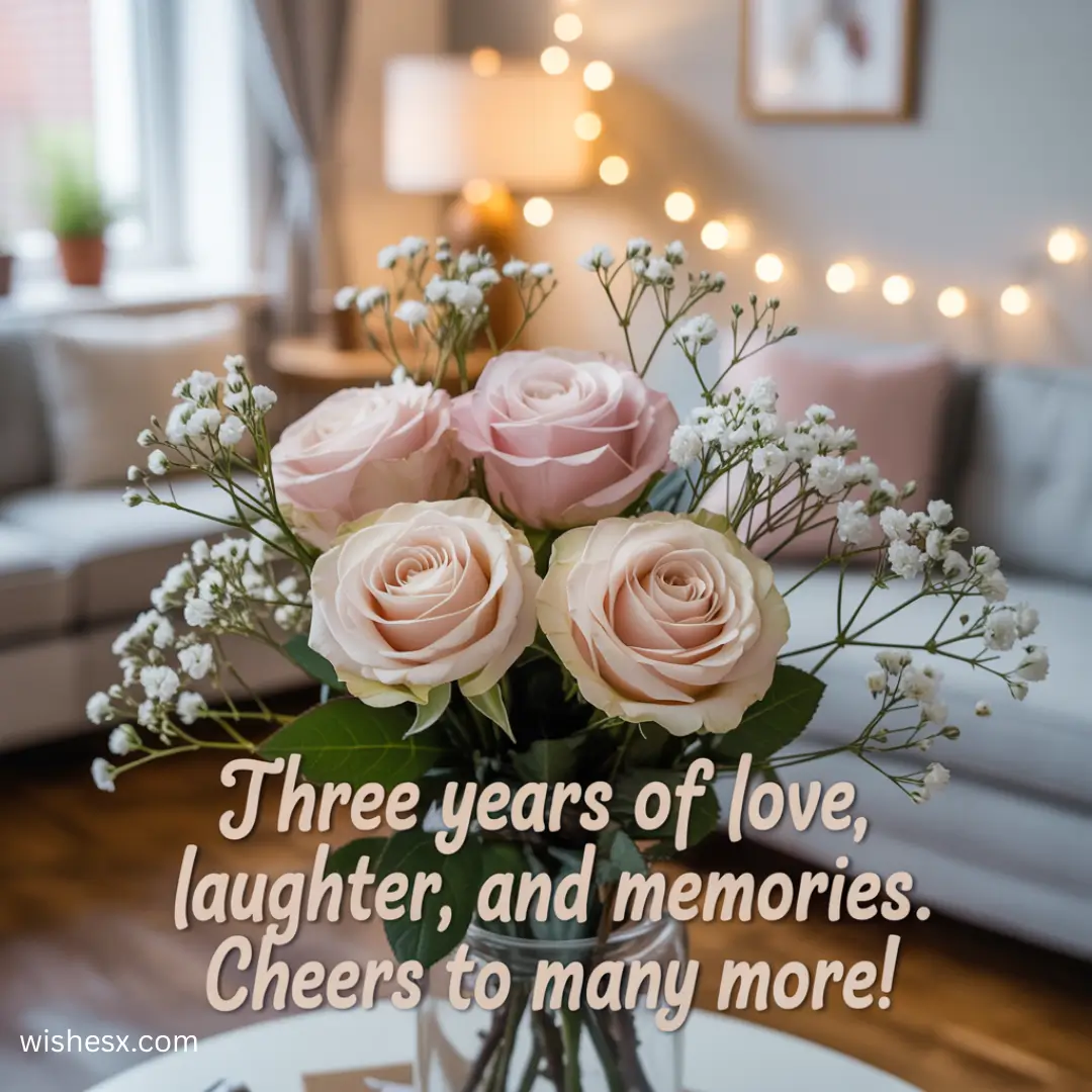 Celebration of three years filled with love, laughter, and memories, looking forward to many more joyful moments together.