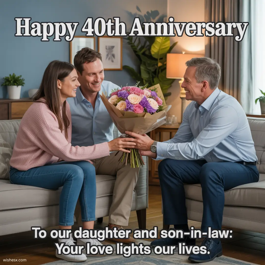 Happy 40th anniversary to our beloved daughter and son-in-law, celebrating their love and commitment together.