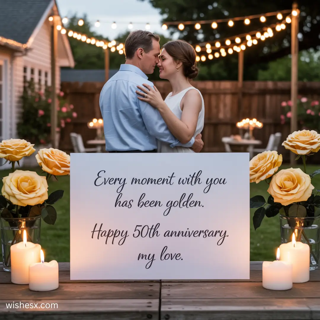 A decorative sign celebrating a 30th anniversary, featuring the phrase "Every moment will be golden" in elegant lettering.