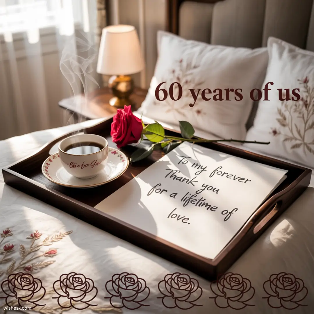 Celebratory graphic featuring the text "60 years of us" in elegant font, symbolizing a milestone anniversary.