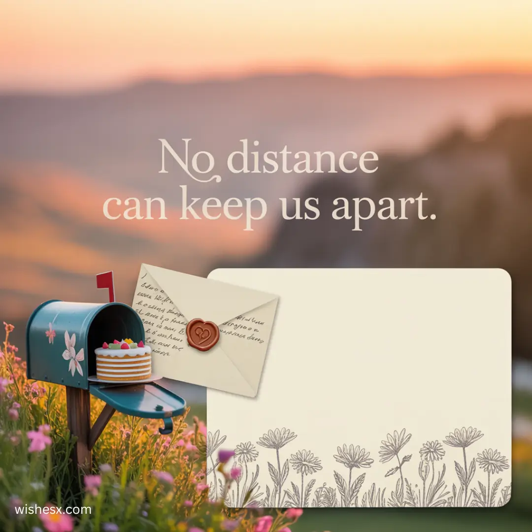 A heartfelt message illustrating love that transcends distance, symbolizing connection despite physical separation.