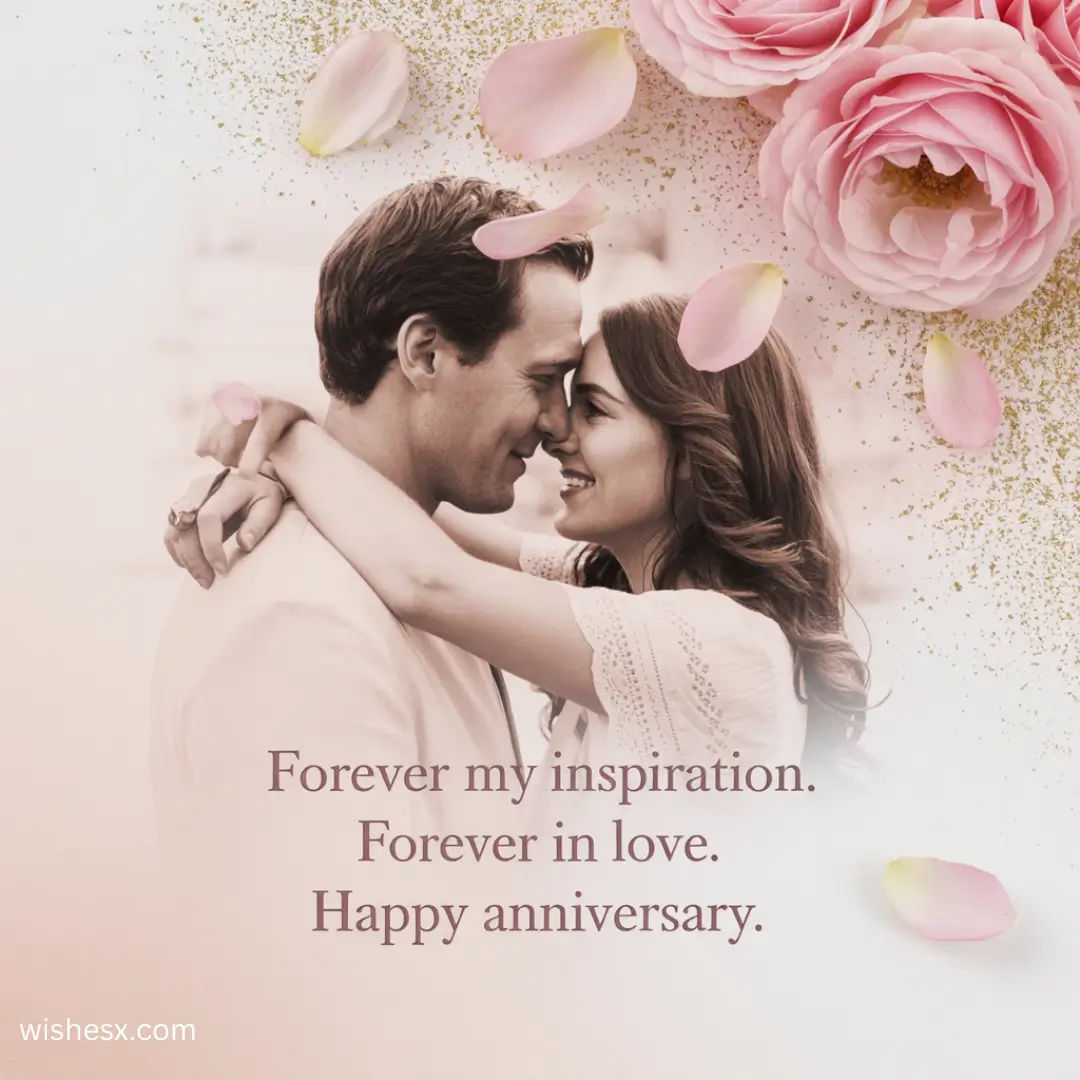 A cheerful anniversary card featuring heartfelt messages for a husband and wife celebrating their love.