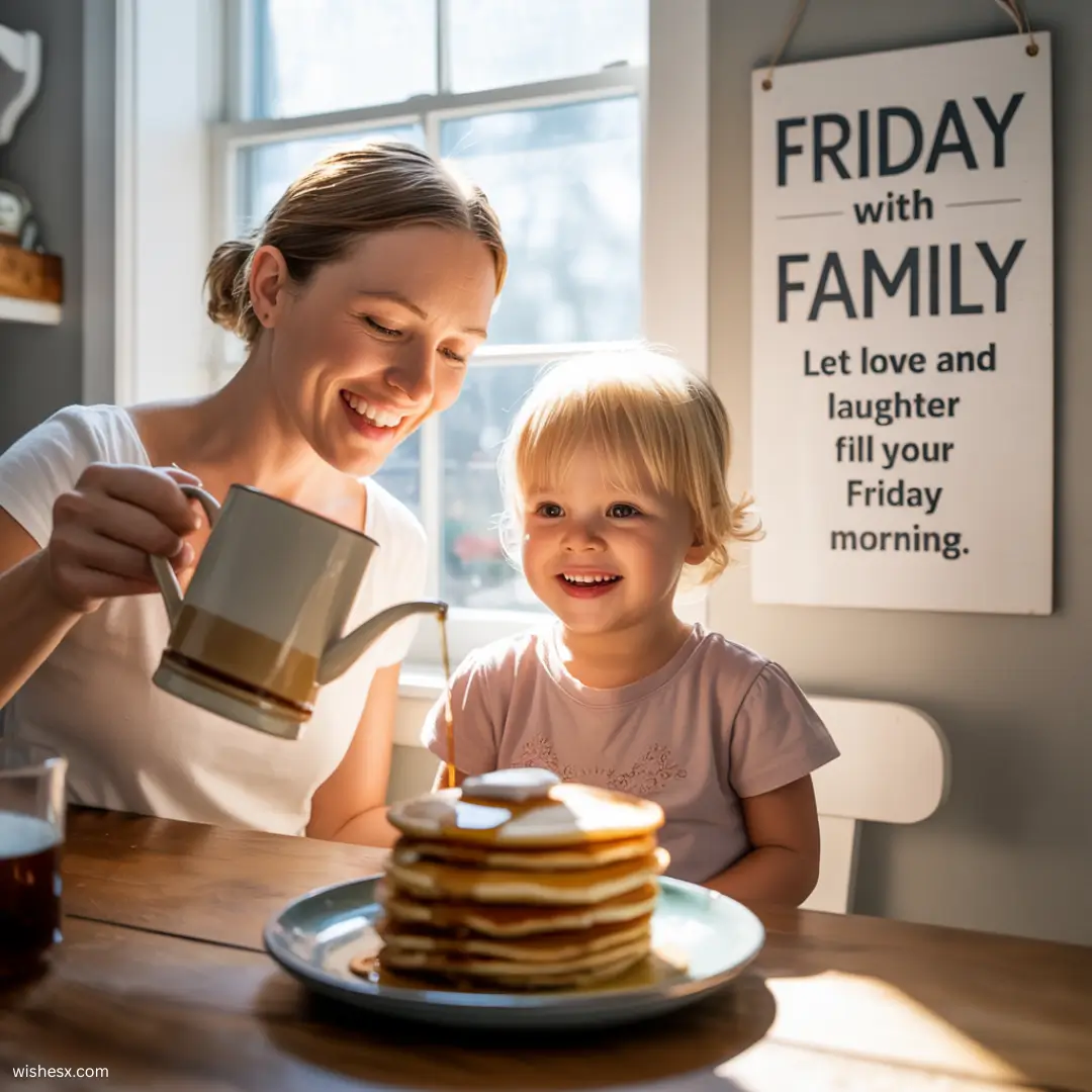  A woman and a child enjoy pancakes together at a table, sharing a moment of joy and connection.