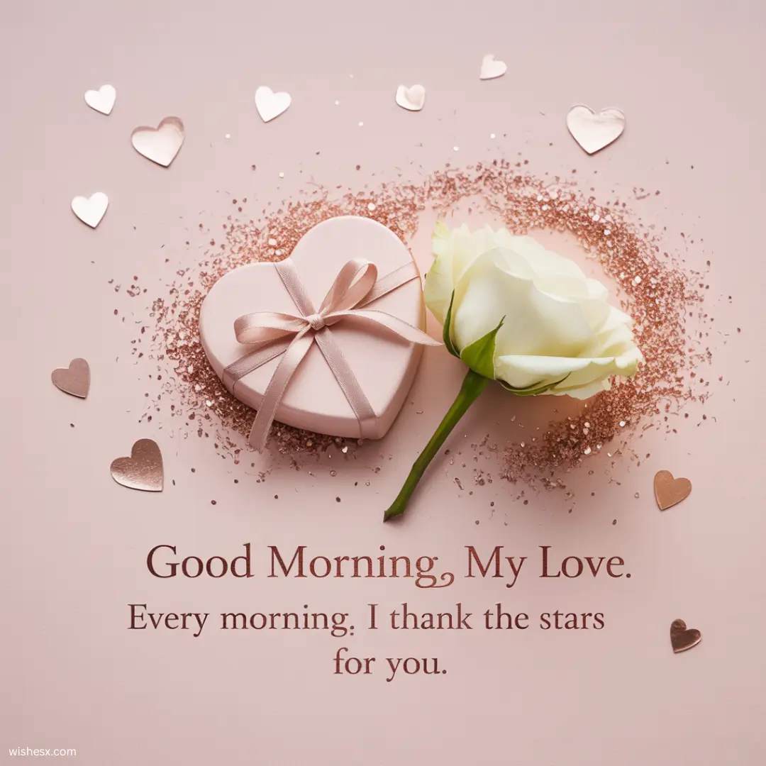 A heartfelt morning message expressing gratitude and love, featuring stars in the background.