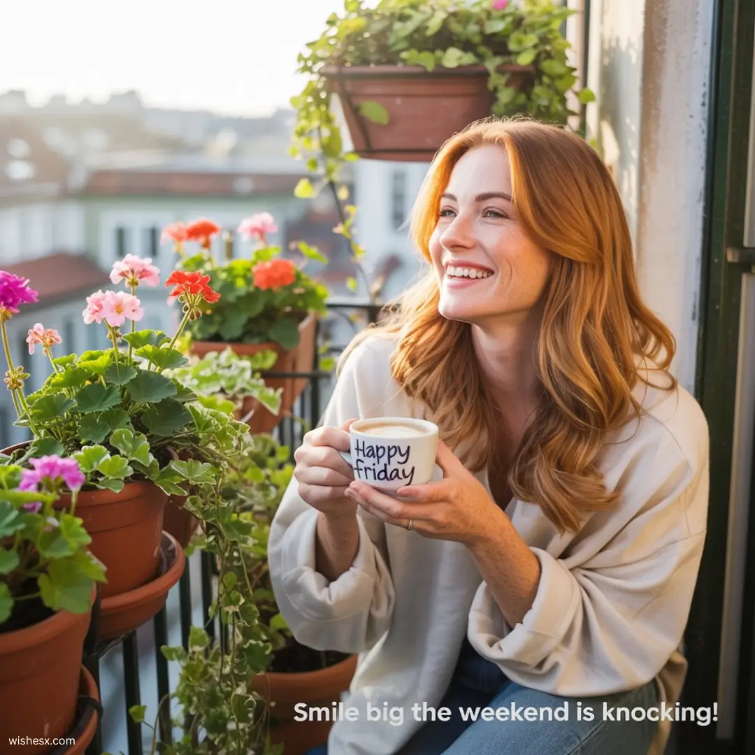  A cheerful mug with a smile, perfect for enjoying a relaxing weekend.