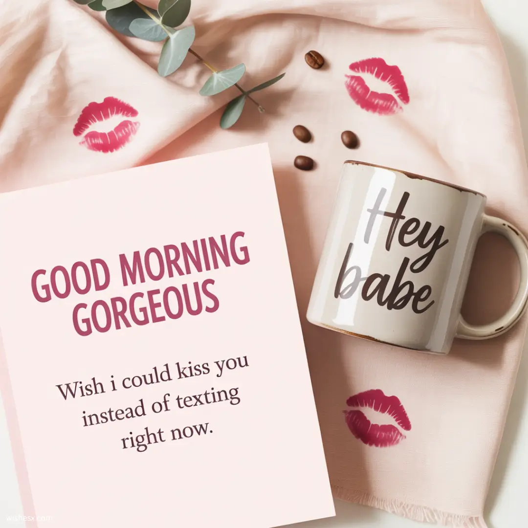  A greeting card that says "Good Morning Gorgeous" in elegant script with floral decorations.