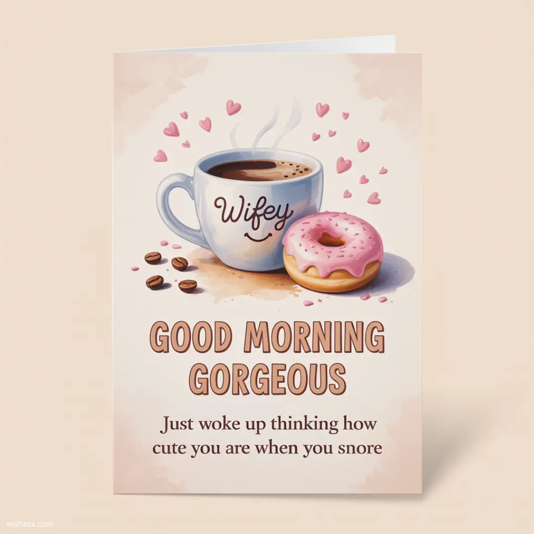  A greeting card that says "Good Morning Gorgeous" in elegant script with floral decorations.