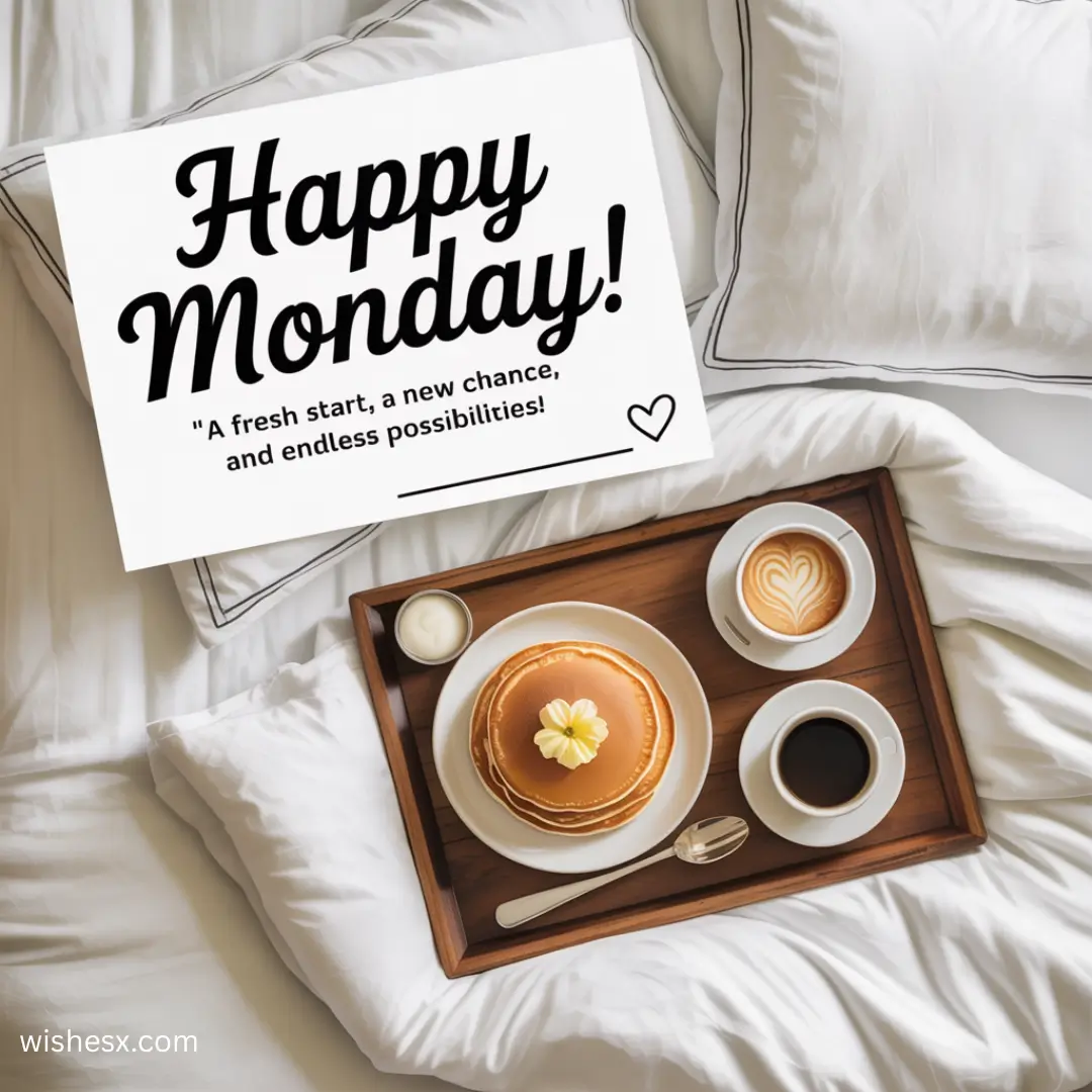 Bright image featuring "Good Morning Monday Wishes," promoting a joyful and optimistic beginning to the week.