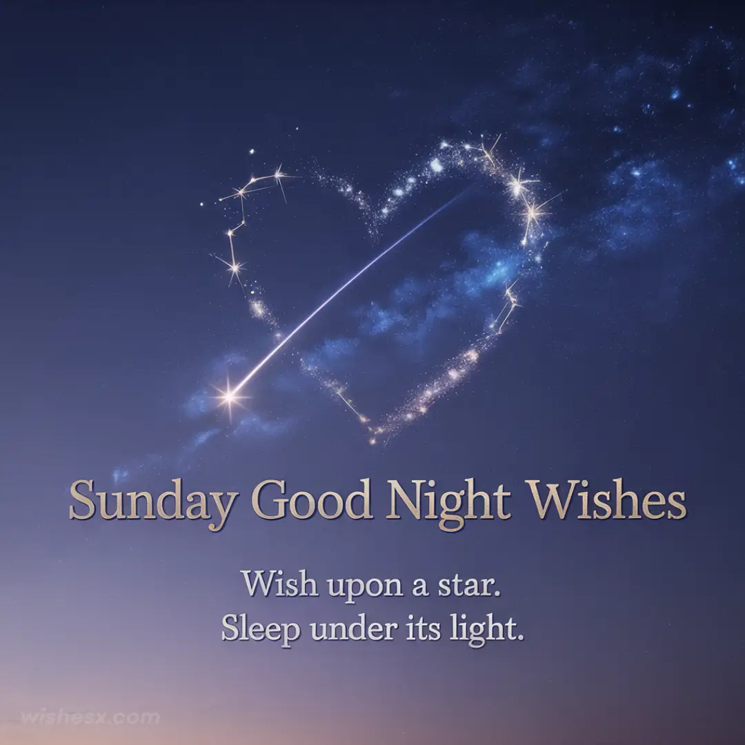 A serene image conveying Sunday good night wishes with calming colors and peaceful elements, perfect for relaxation.