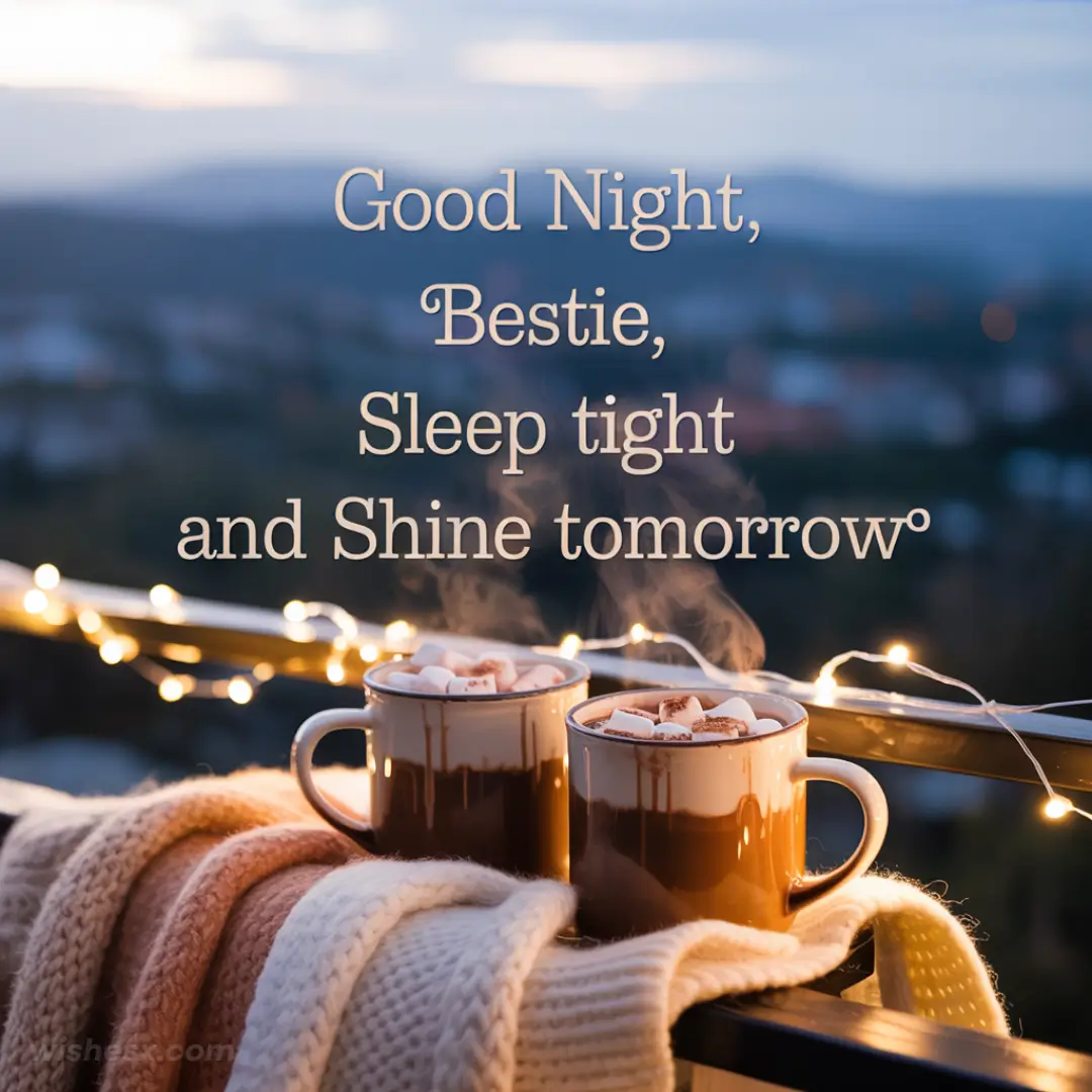 A heartfelt message wishing a best friend good night, encouraging them to sleep well and shine bright tomorrow.