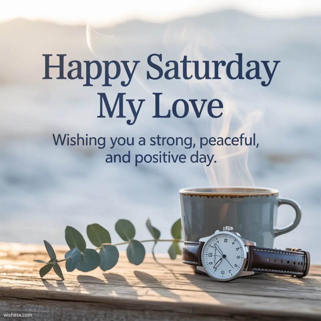 A cheerful message saying "Happy Saturday my love" with a warm and affectionate tone.
