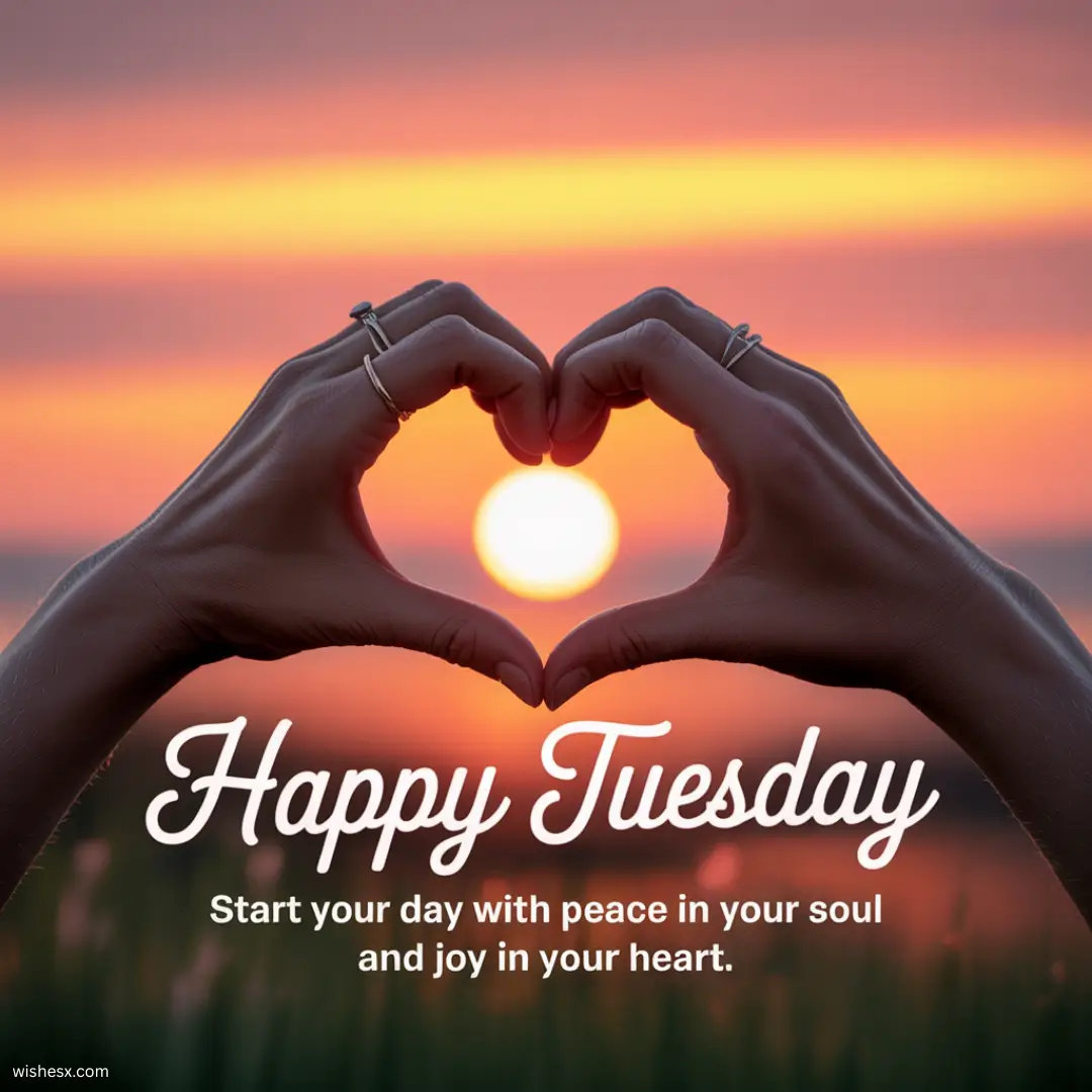 Colorful graphic with cheerful text wishing friends a happy Tuesday, featuring bright colors and playful designs.