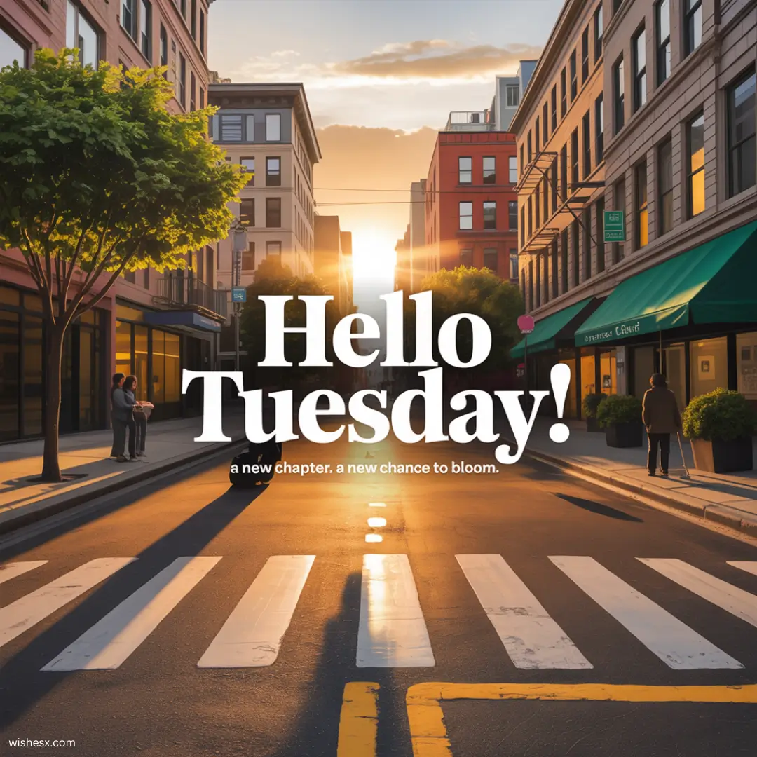 Text graphic displaying "Hello Tuesday" with the date February 5, 2019, in a modern font.