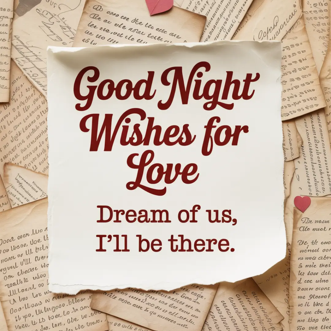 A romantic image conveying good night wishes, featuring soft colors and heart motifs to express love and affection.