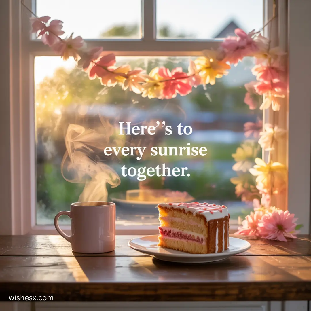 A couple embracing at sunrise, symbolizing love and new beginnings together.