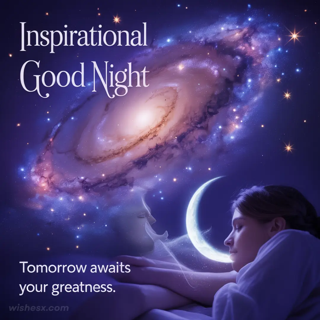  Inspirational good night wishes encouraging success and positivity for the upcoming day.