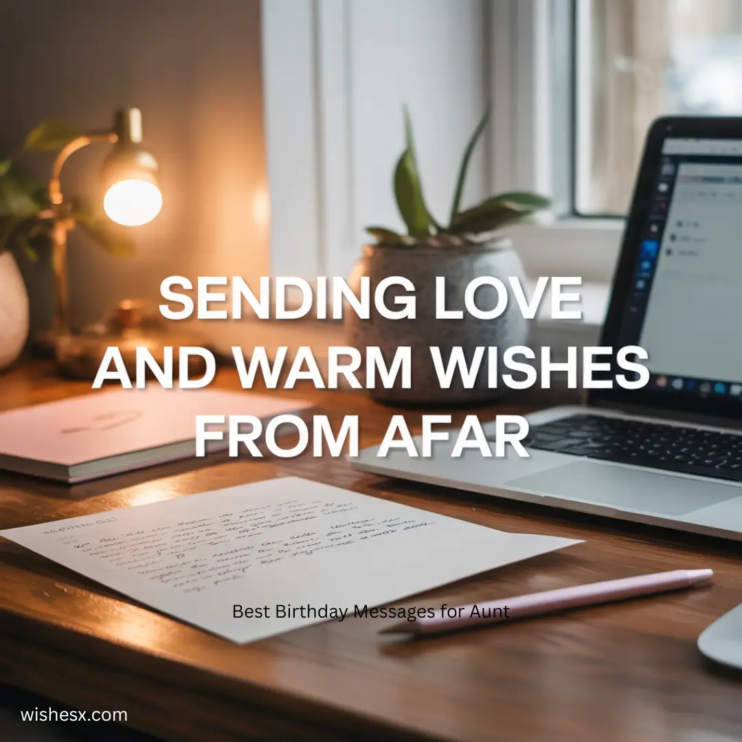 A heart symbol with a warm message, representing love and best wishes sent from a distance.
