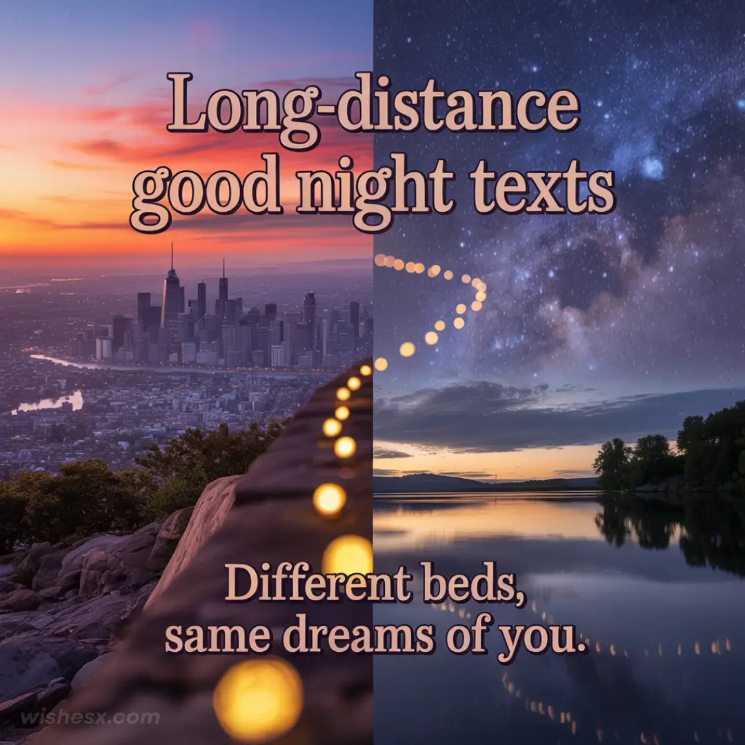  A phone screen displaying heartfelt good night texts exchanged between long-distance partners.