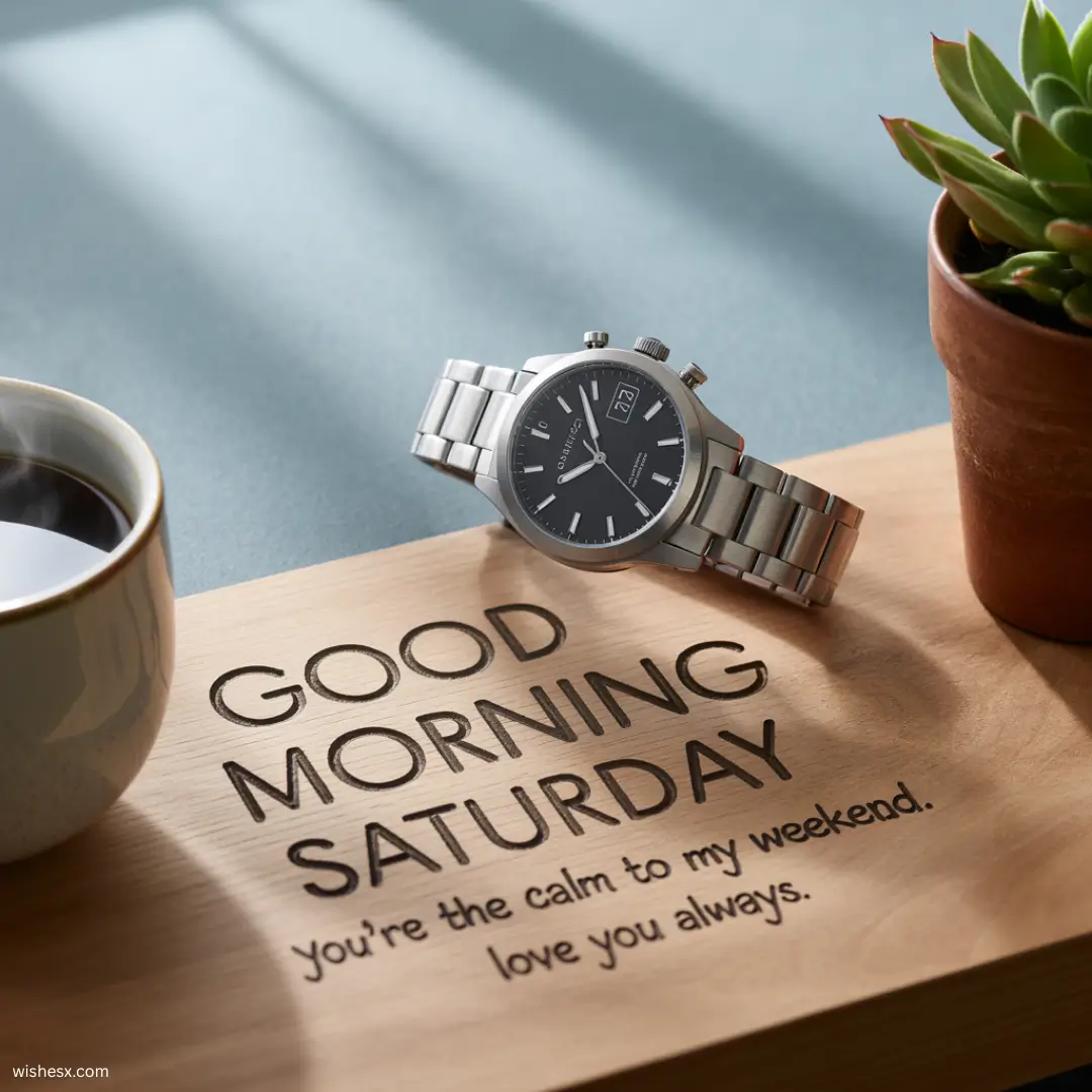  A coffee cup and a watch are placed on a wooden table, creating a cozy and inviting atmosphere.