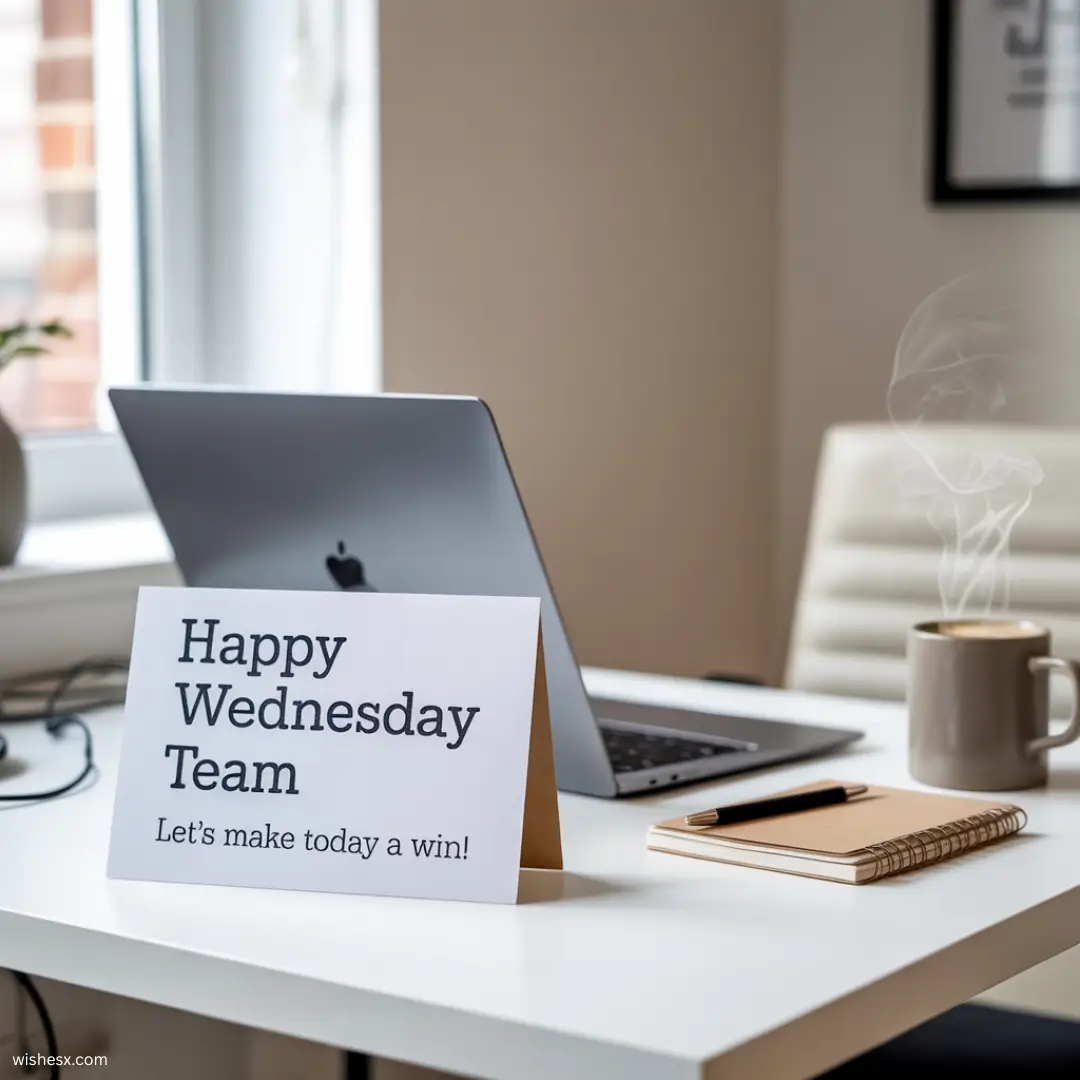 A white desk featuring a laptop and a steaming cup of coffee, creating a cozy workspace atmosphere.