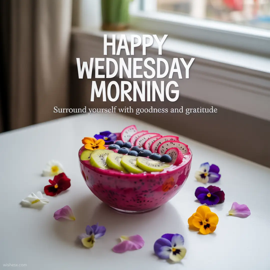  A colorful bowl of assorted fruit accompanied by vibrant flowers on the side.
