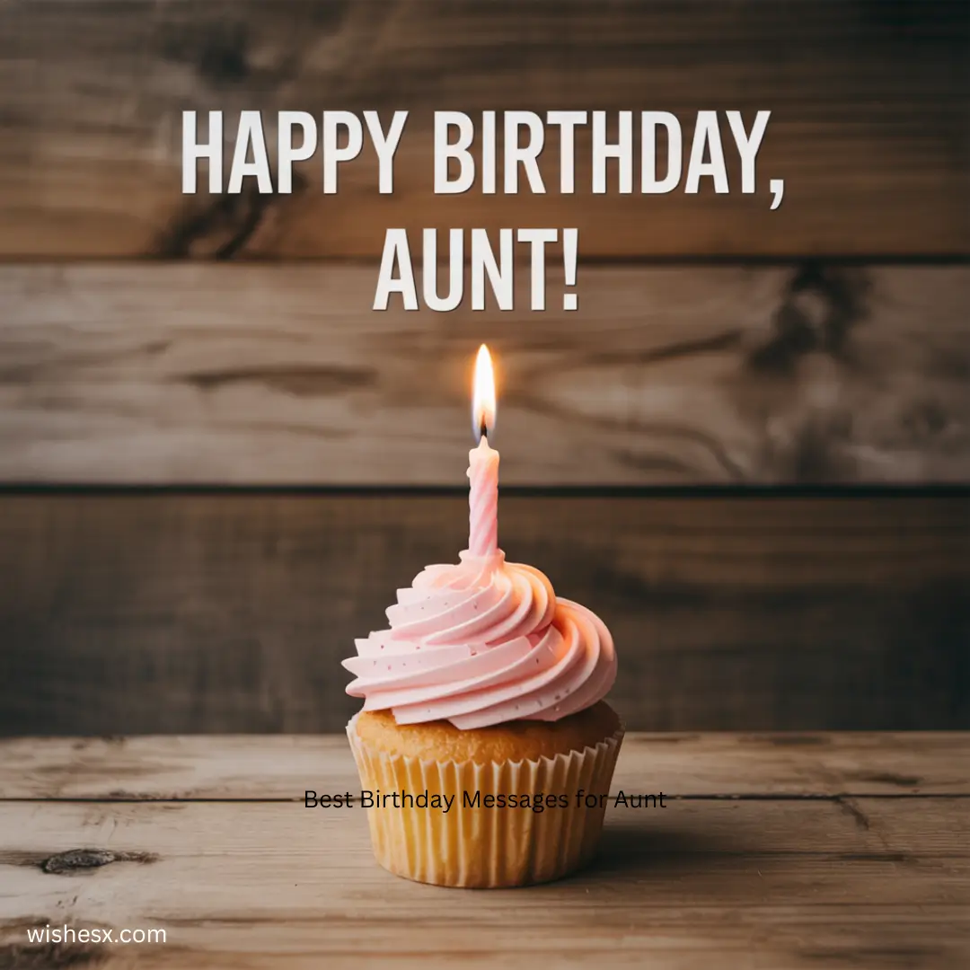 Colorful birthday card with cheerful text wishing a happy birthday to an aunt, adorned with balloons and confetti.