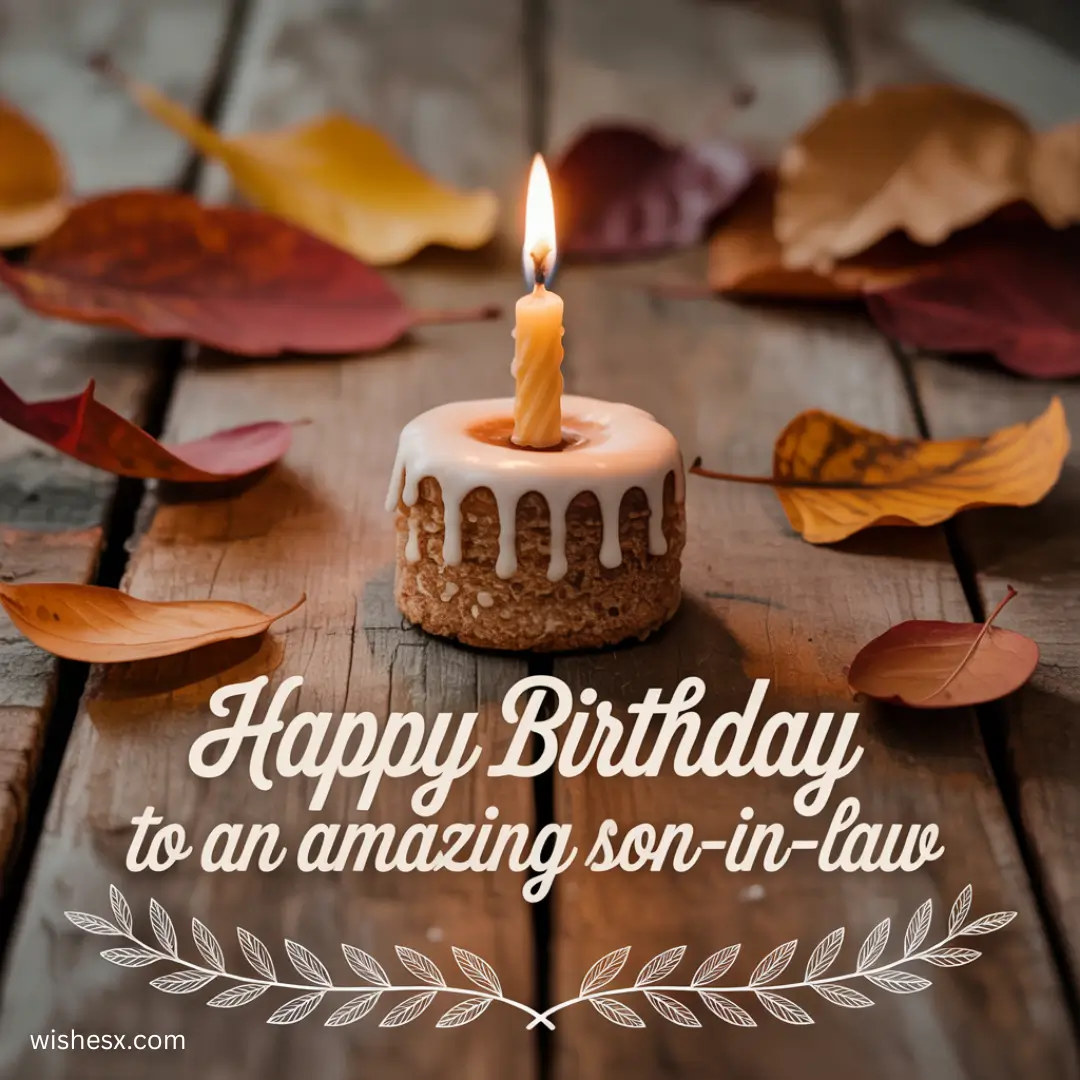 Colorful birthday card with "Happy Birthday" text and 16 heartfelt wishes for a wonderful son-in-law.
