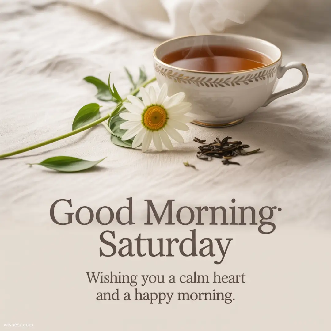  A cheerful graphic wishing a good morning on Saturday, featuring bright colors and uplifting text.