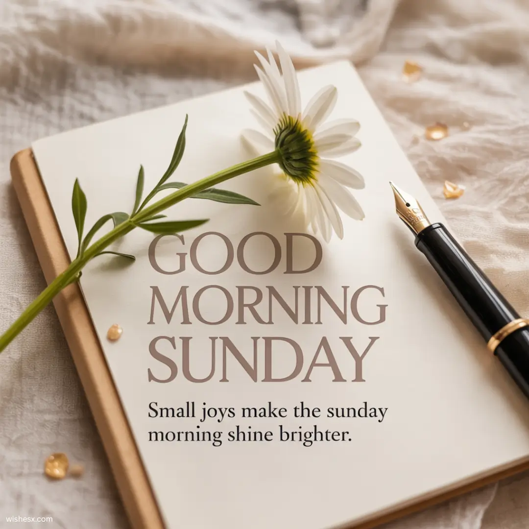 A cheerful graphic wishing a good morning on Sunday, featuring bright colors and uplifting text.