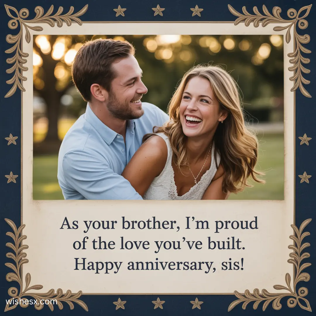  Happy anniversary card designed for a brother, featuring festive colors and cheerful graphics.