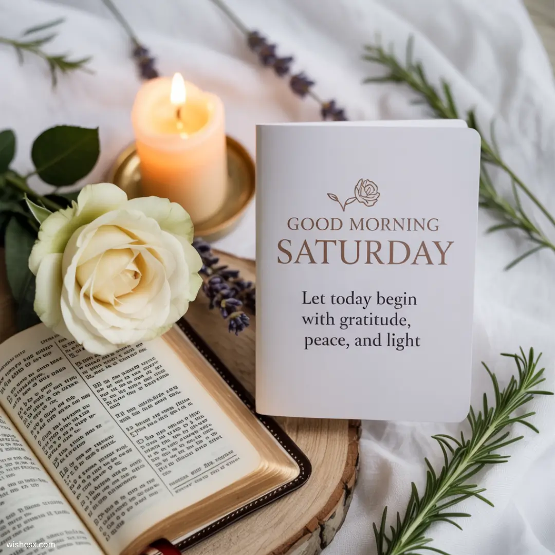 A bright morning scene with sunlight streaming through a window, conveying a cheerful Saturday vibe.