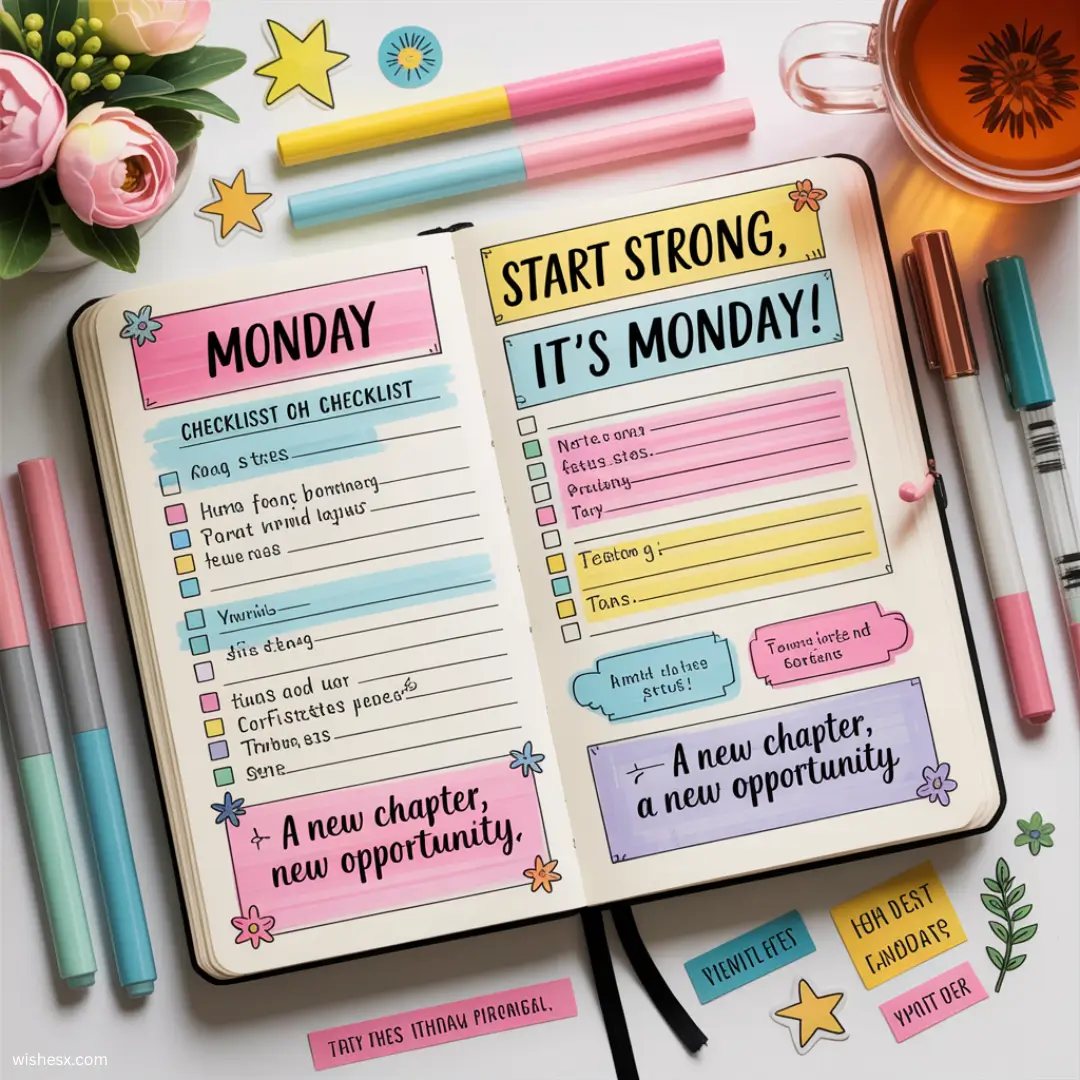  A neatly organized Monday planner with sections for tasks, appointments, and notes, designed for effective weekly planning.