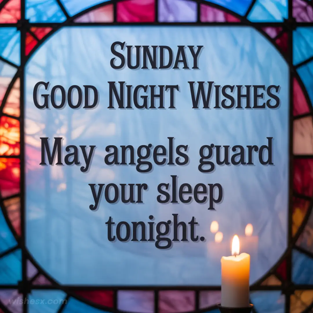  Good night wishes for Sunday, featuring a serene night sky with stars and a peaceful ambiance.