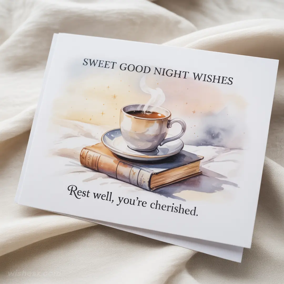 Sweet good night wishes with a rosé theme, celebrating a christening occasion.