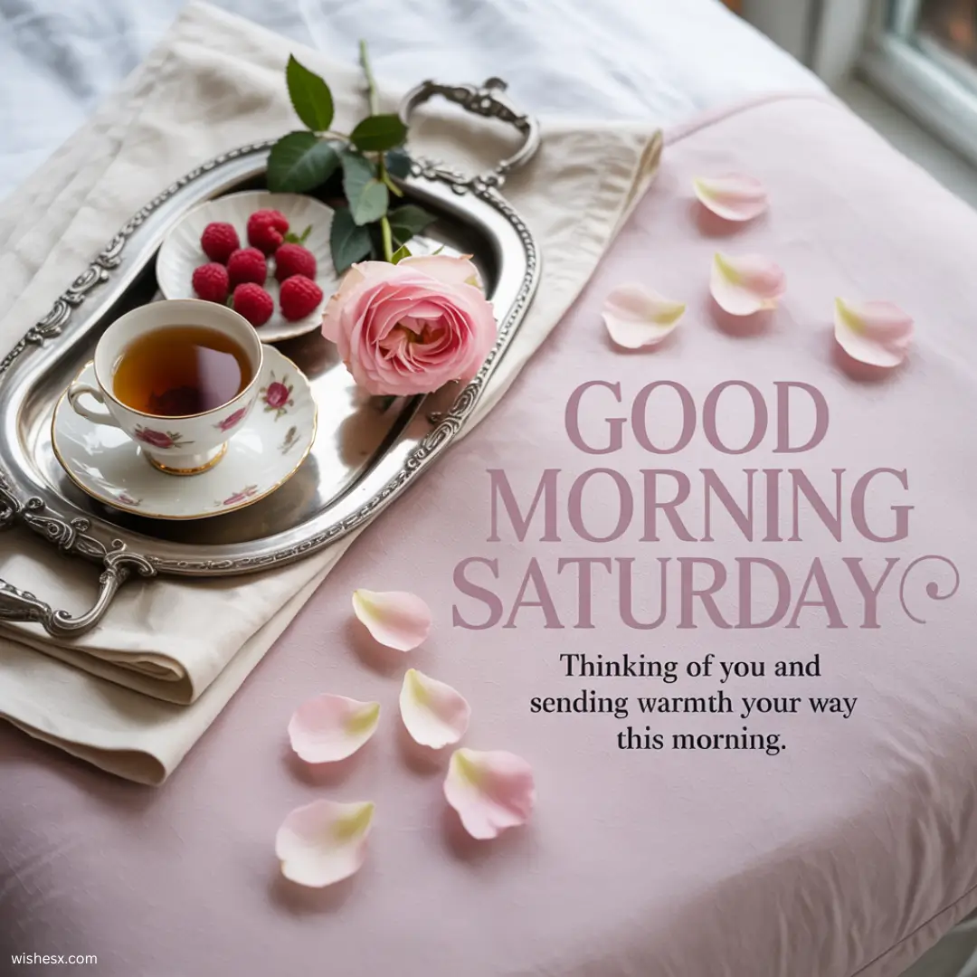 A bright morning scene with sunlight streaming through a window, conveying a cheerful Saturday vibe.