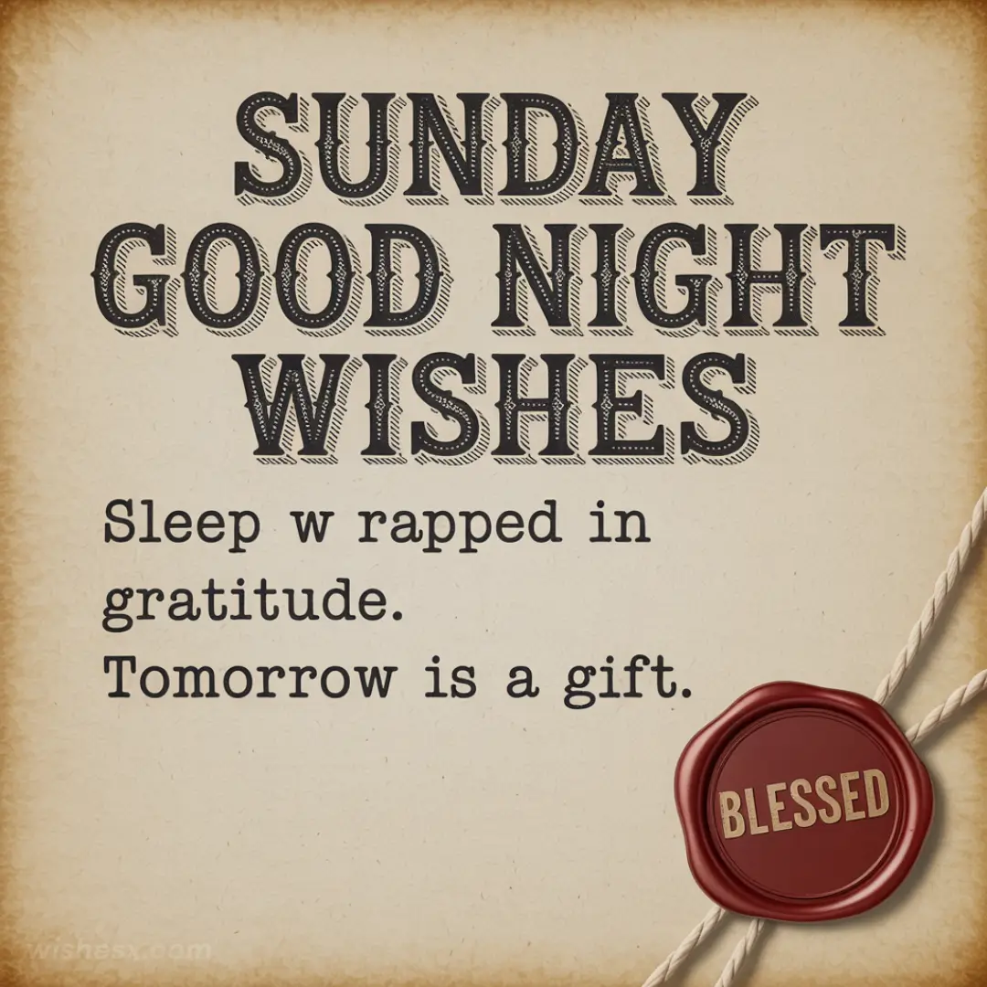  A serene image with the text "Sunday good wishes - tomorrow is a gift" in elegant typography against a soft background.