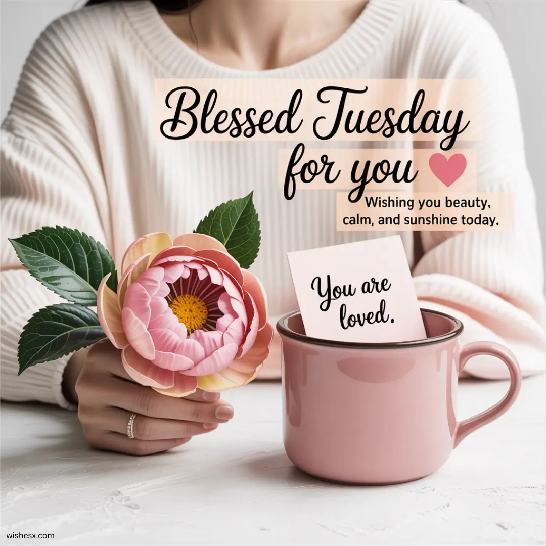  A cheerful graphic wishing you a blessed Tuesday with vibrant colors and uplifting design elements.