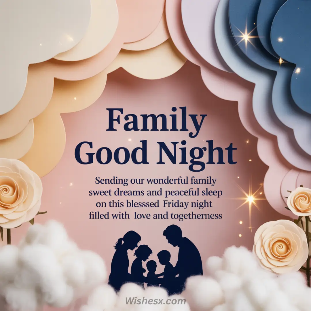 A serene night sky with stars, featuring heartfelt quotes about love and goodnight wishes.