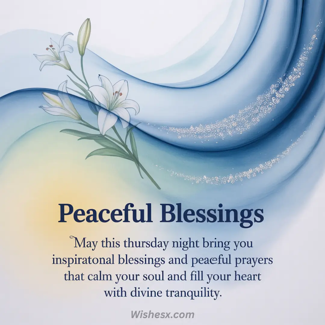 A serene night scene with soft lighting, conveying peaceful blessings for Thursday evening reflections.